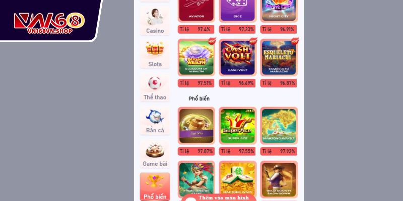 Cập nhật link vào VN168 mới nhất cho thành viên